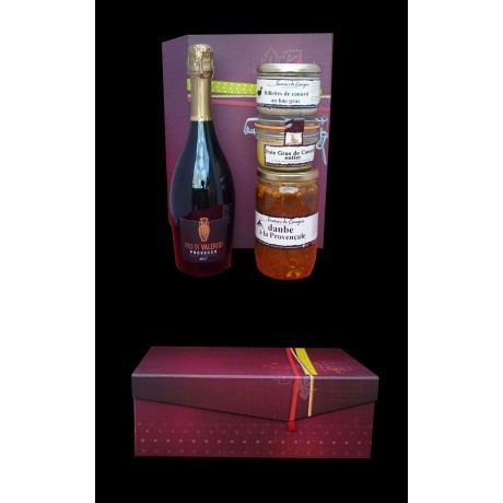 Coffret gastronomique Foie gras Daube Provençale et Prosecco