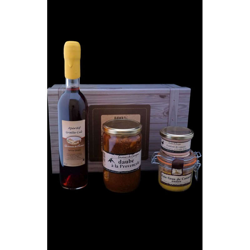 Coffret authentique foie gras, daube et apéritif Gratte-Cul