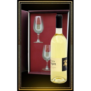 Coffret cadeau Elixir de Dragon, 2 verres à vin et Hydromel moelleux 75cl