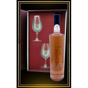 Coffret cadeau Cartagène, 2 verres à vin et Cartagène du Languedoc 75cl