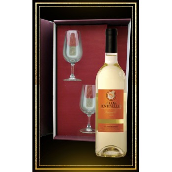 Coffret cadeau Immuable, 2 verres à vin et ydromel demi-sec 75cl
