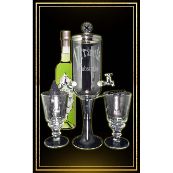 Service Petite fontaine à absinthe 2 robinets Bouteille La Verte 50cl