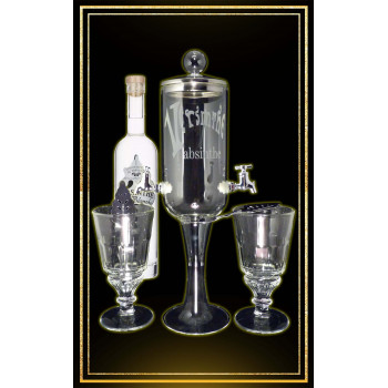 Service Petite fontaine à absinthe 2 robinets Bouteille Blanche 50cl