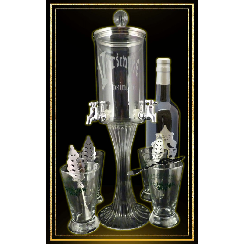 Service Fontaine à absinthe 4 robinets Bouteille Versinthe 70cl