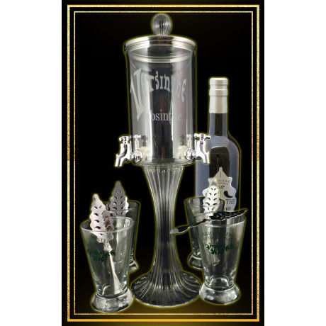Service Fontaine à absinthe 4 robinets Bouteille Versinthe 70cl